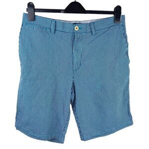 Banana Republic Textured Blue Teal Check Shorts Mens Size 35